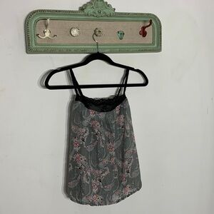 Rare vintage Free people floral stripe elastic bottom Camo tank top small